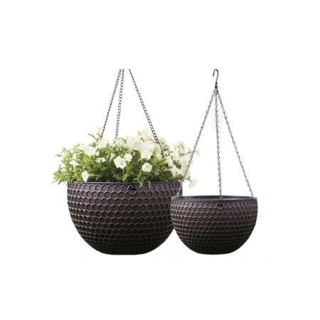 ECARLA doniczka na kwiaty wisząca Brązowa Plaster Miodu 26cm ROS10BR