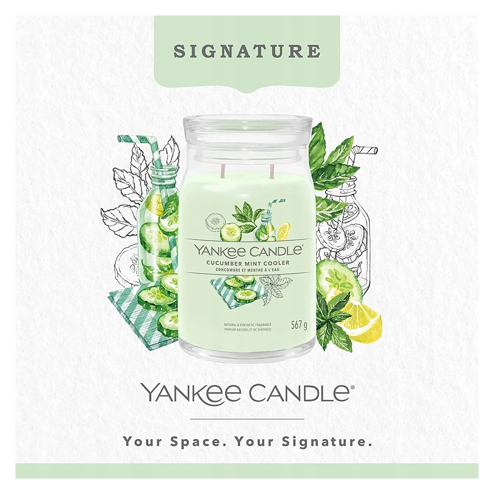 YANKEE CANDLE Signature Duża świeca w słoiku CUCUMBER MINT COOLER 567g