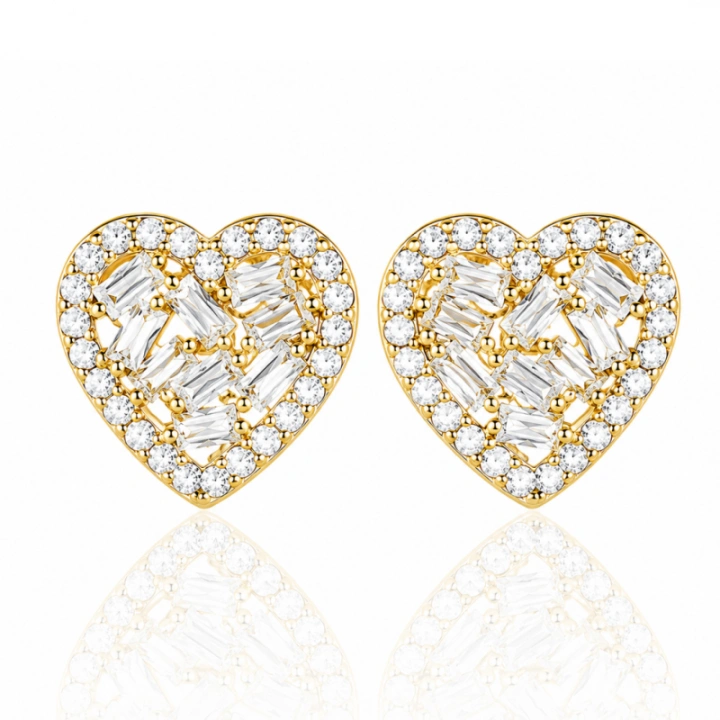 ECARLA kolczyki ze stali szlachetnej platerowanej 14k złotem SERCE KST3577