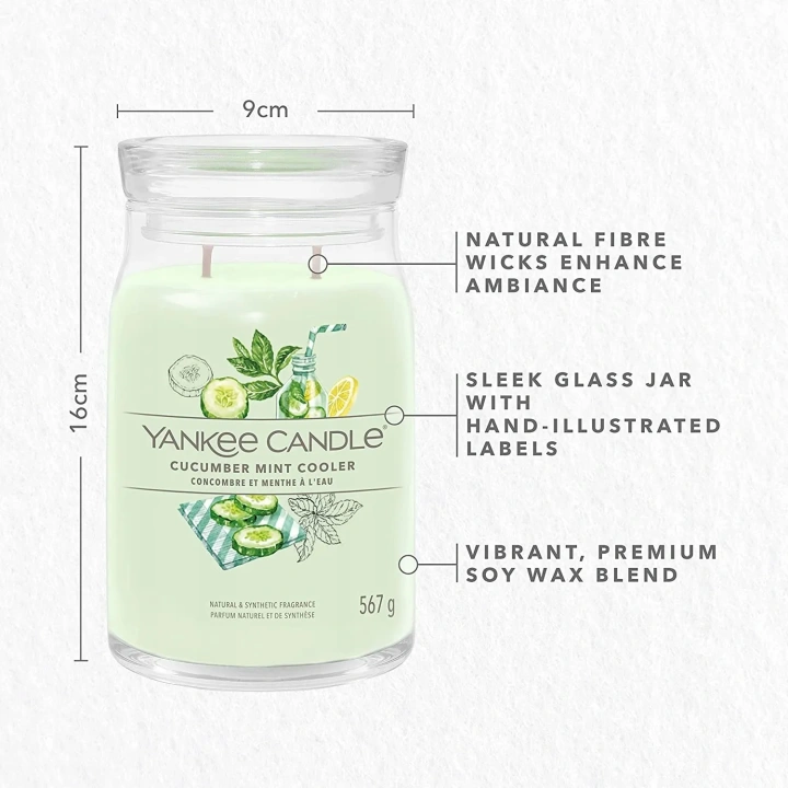 YANKEE CANDLE Signature Duża świeca w słoiku CUCUMBER MINT COOLER 567g