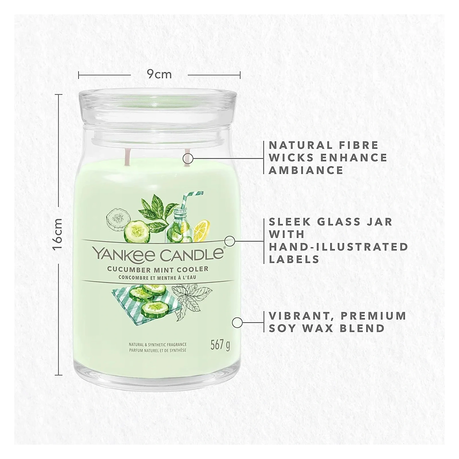 YANKEE CANDLE Signature Duża świeca w słoiku CUCUMBER MINT COOLER 567g