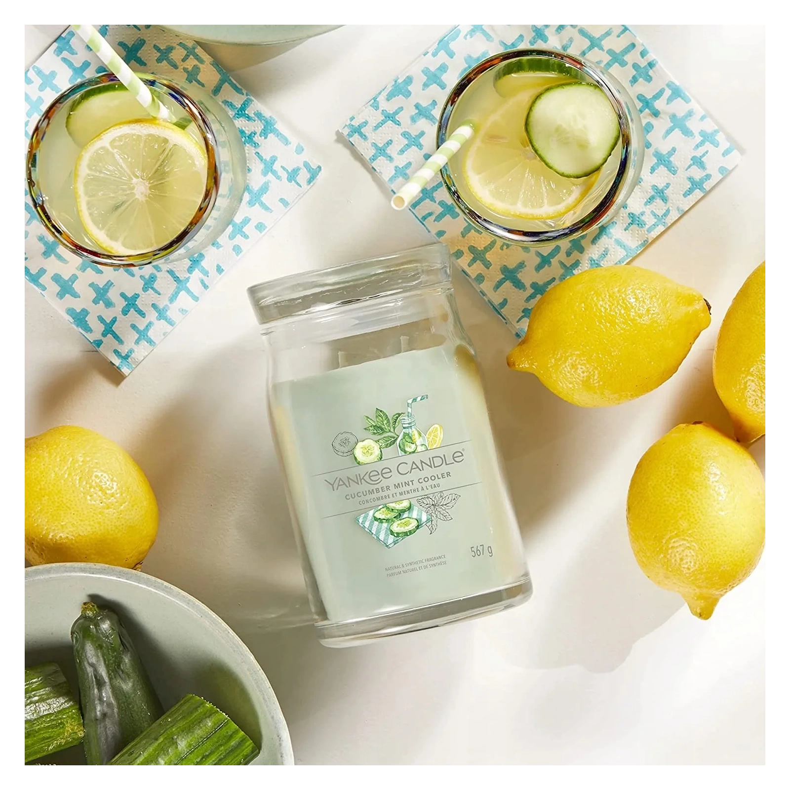 YANKEE CANDLE Signature Duża świeca w słoiku CUCUMBER MINT COOLER 567g