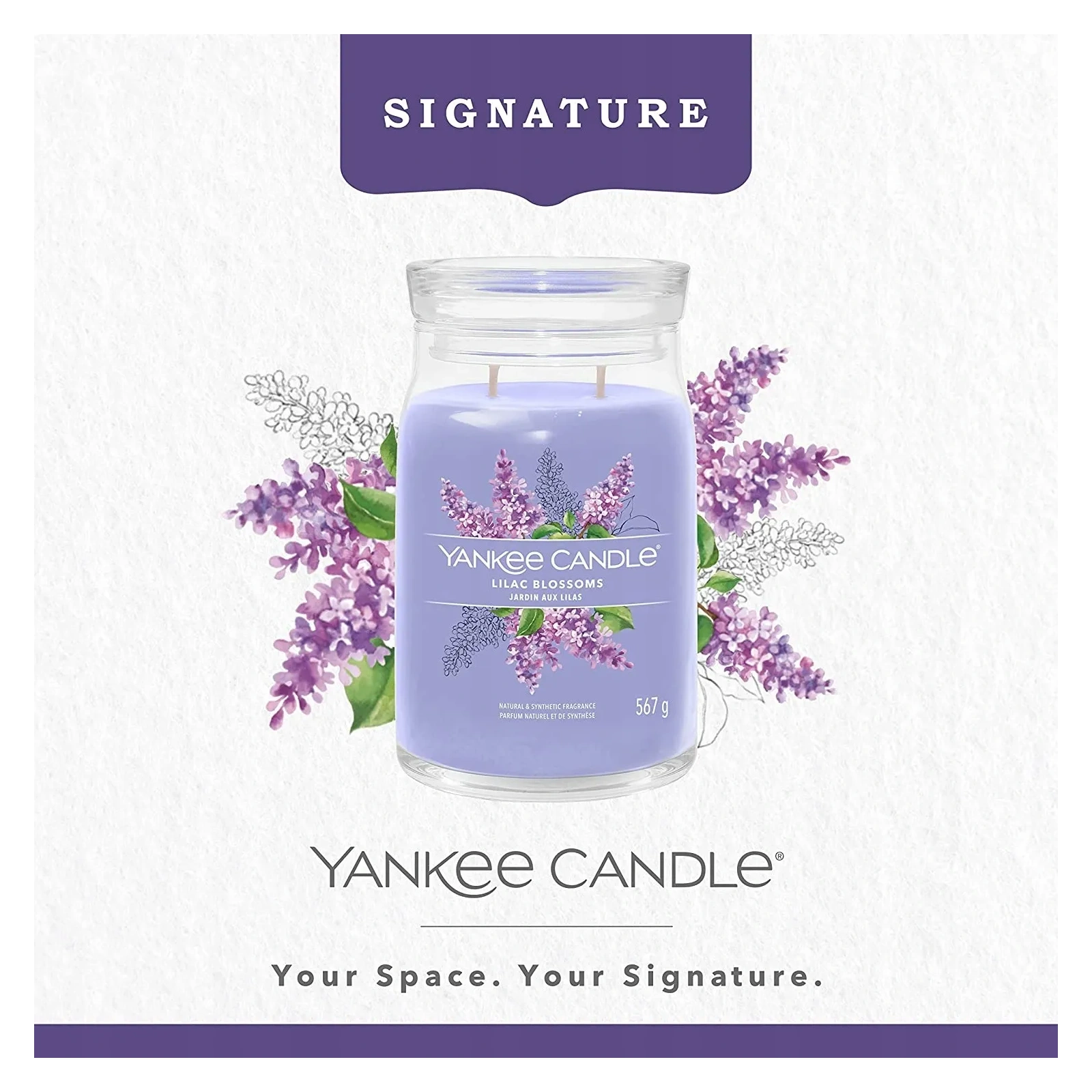 YANKEE CANDLE Signature Duża świeca w słoiku LILAC BLOSSOMS 567g