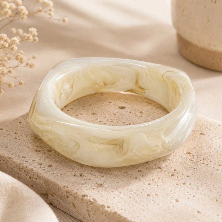 ECARLA bransoletka na rękę z żywicy cieniowana Kremowa20mm B550