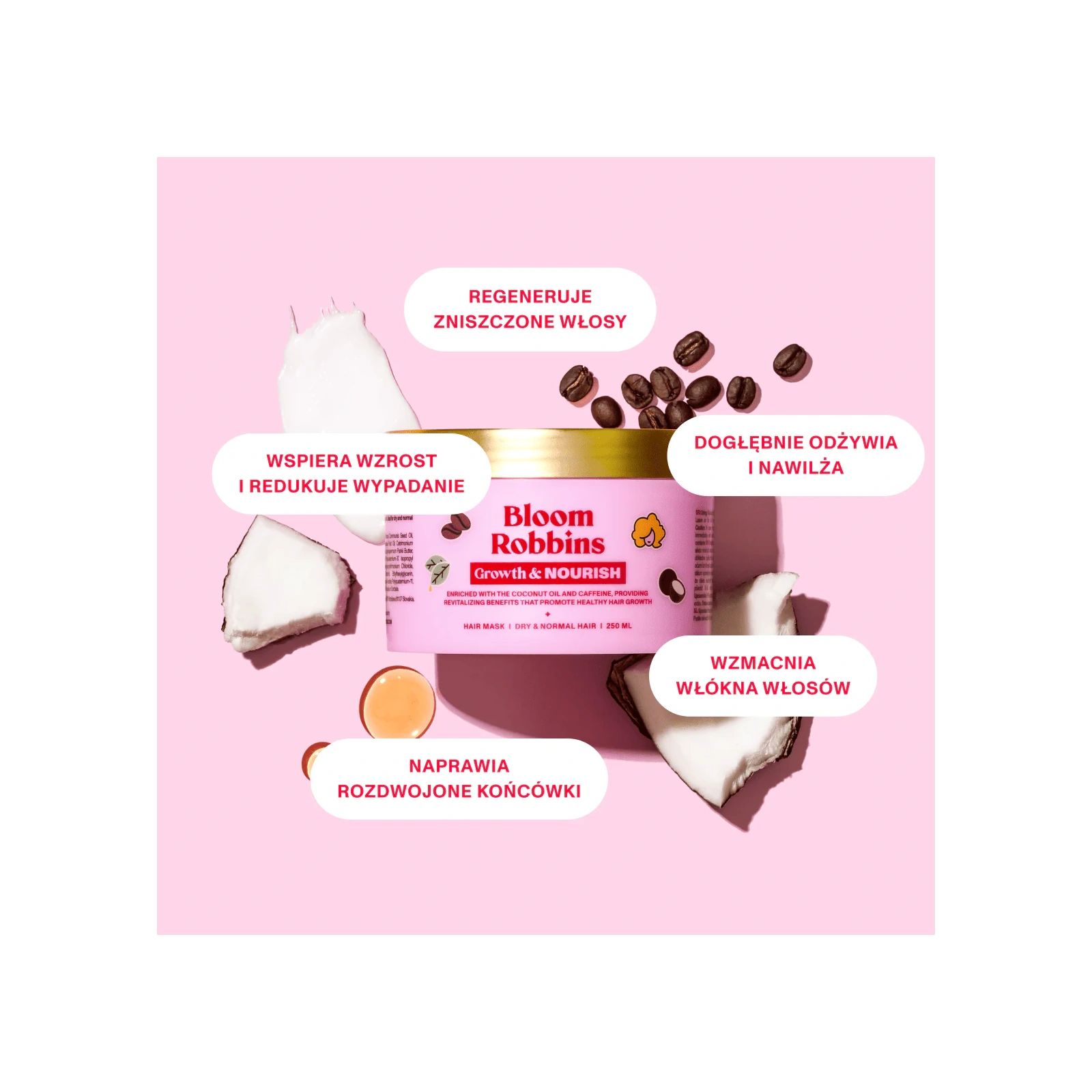 BLOOM ROBBINS Growth & Nourish maska do włosów Wzrost i Odżywienie 250ml