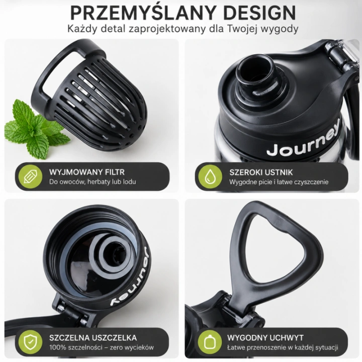 ECARLA butelka na wodę z uchwytem sportowy bidon 800ml Różowy BD71R