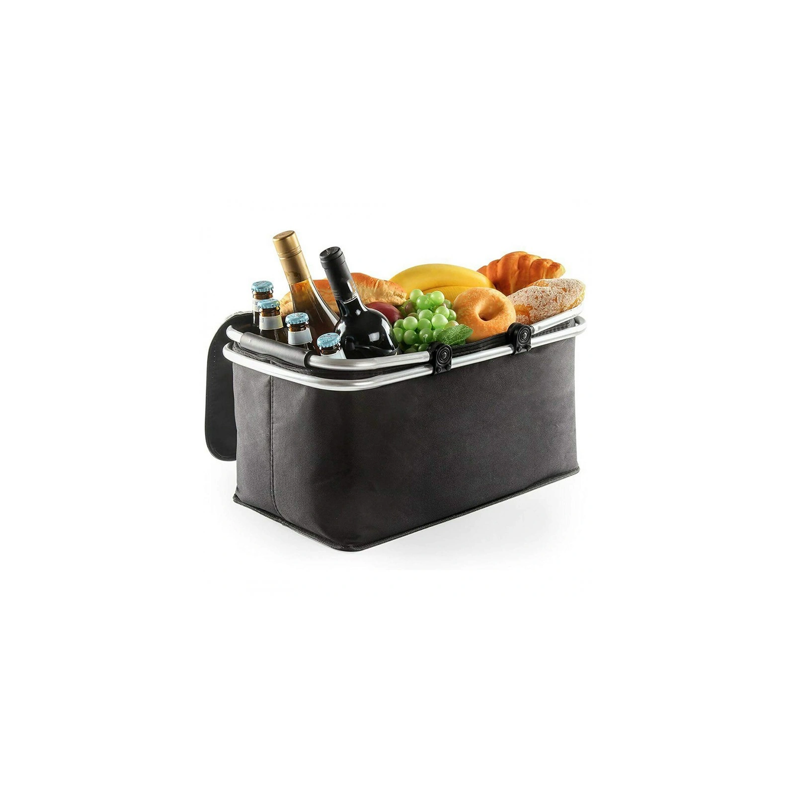 ECARLA kosz piknikowy składany, termiczny 47x27x23cm Czarny KP01CZ