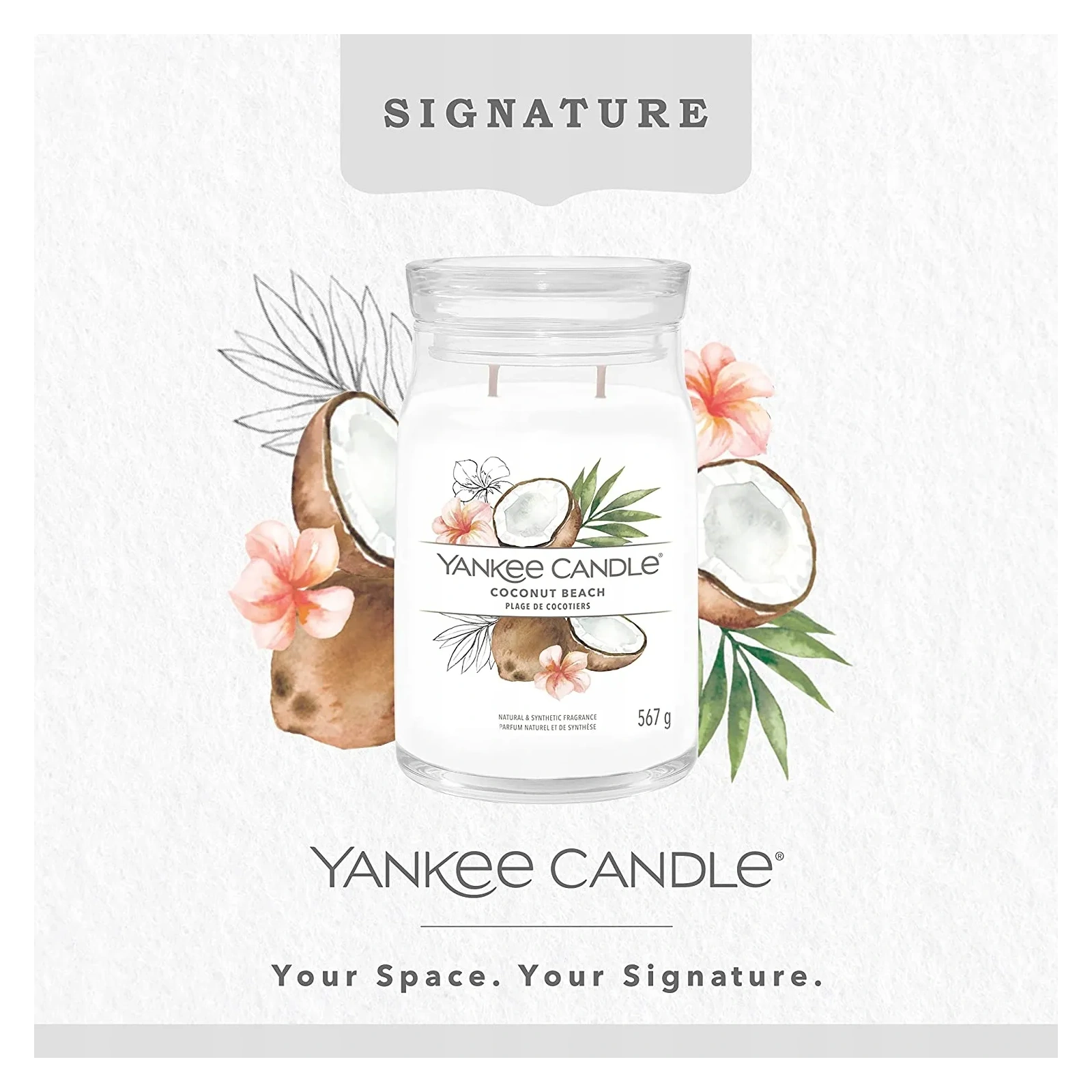 YANKEE CANDLE Signature Duża świeca w słoiku COCONUT BEACH 567g