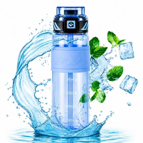 ECARLA butelka na wodę sportowy bidon z miarką 680ml Niebieski BD64N