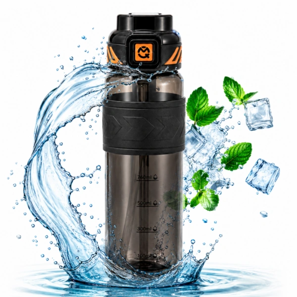 ECARLA butelka na wodę sportowy bidon z miarką 680ml Czarny BD64CZ