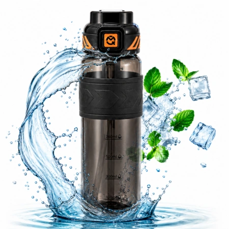 ECARLA butelka na wodę sportowy bidon z miarką 680ml Czarny BD64CZ