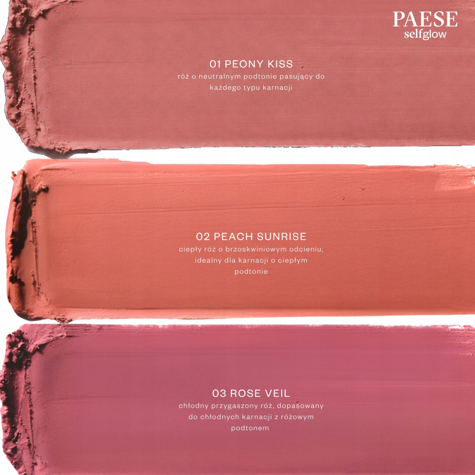 PAESE Selfglow kremowy róż z matowym efektem 03 Rose Veil 8g