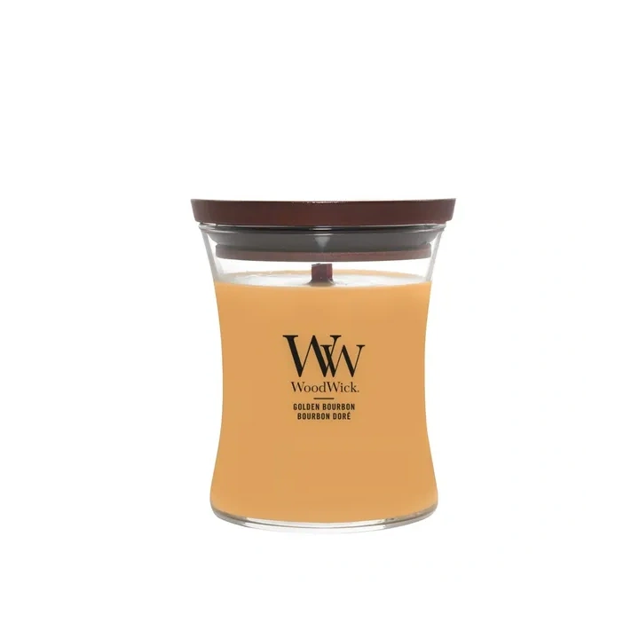 WOODWICK Pluswick średnia świeca w słoiku GOLDEN BOURBON 275g