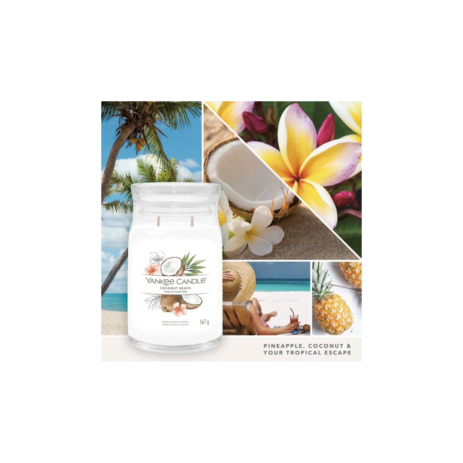 YANKEE CANDLE Signature Duża świeca w słoiku COCONUT BEACH 567g