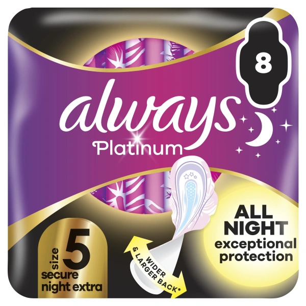 ALWAYS Platinum podpaski ze skrzydełkami Secure Night Extra 5 8szt