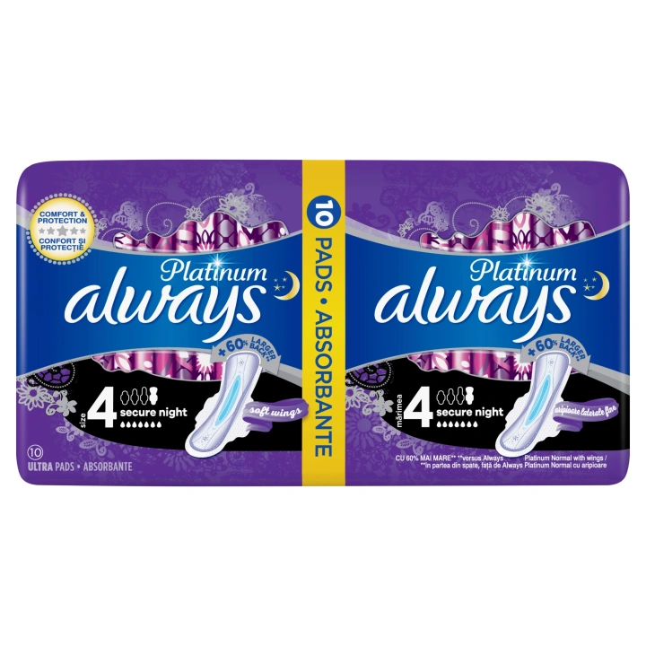 ALWAYS Platinum podpaski ze skrzydełkami Secure Night 4 10szt