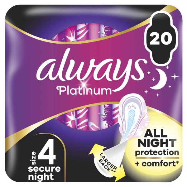 ALWAYS Platinum podpaski ze skrzydełkami Secure Night 4 20szt
