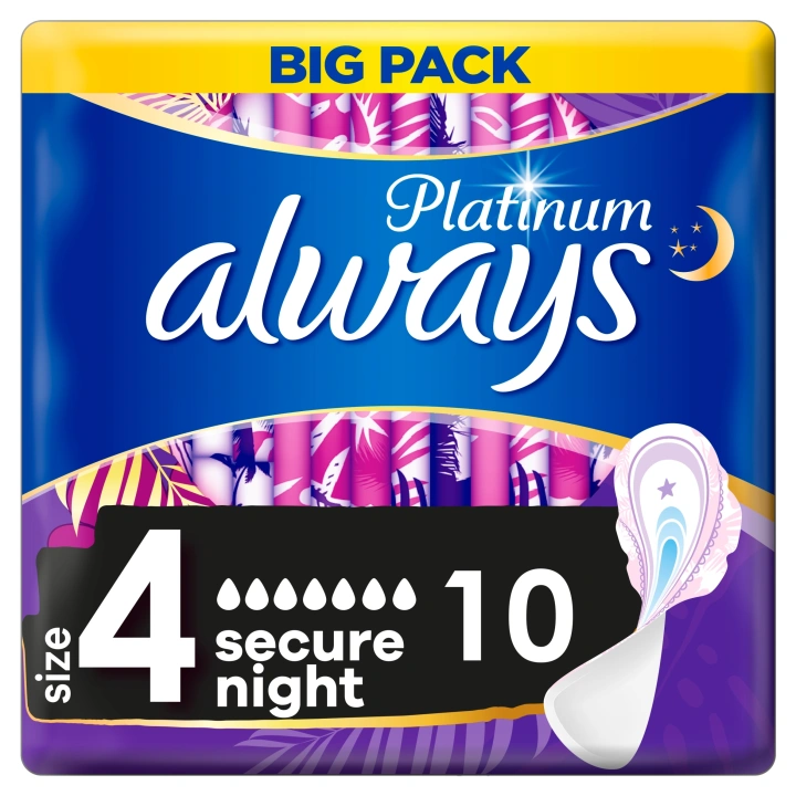 ALWAYS Platinum podpaski ze skrzydełkami Secure Night 4 10szt