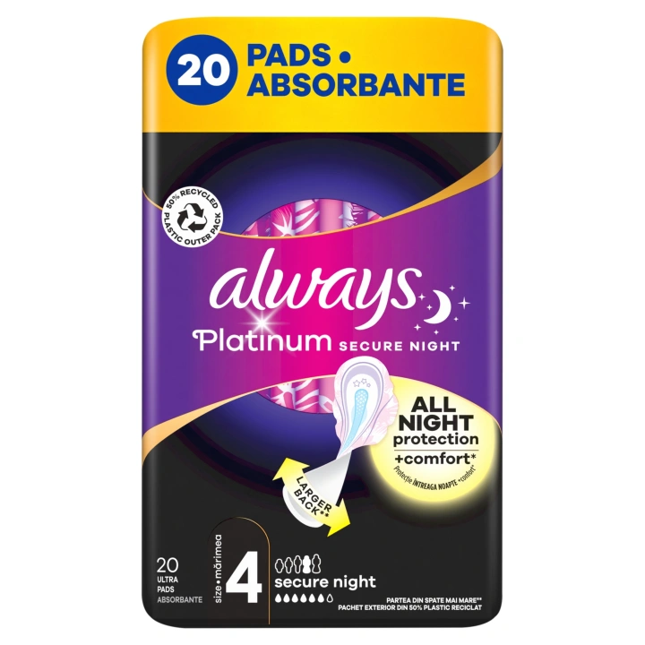 ALWAYS Platinum podpaski ze skrzydełkami Secure Night 4 20szt