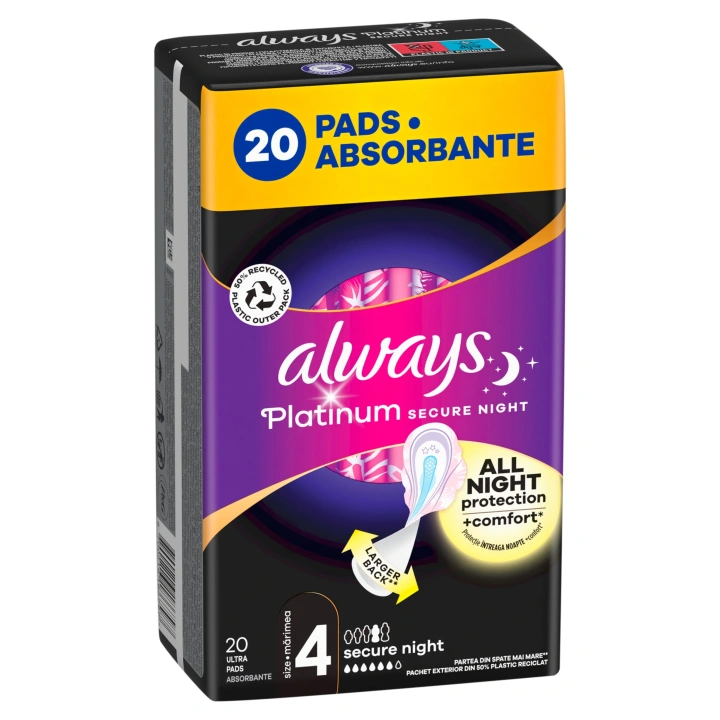 ALWAYS Platinum podpaski ze skrzydełkami Secure Night 4 20szt