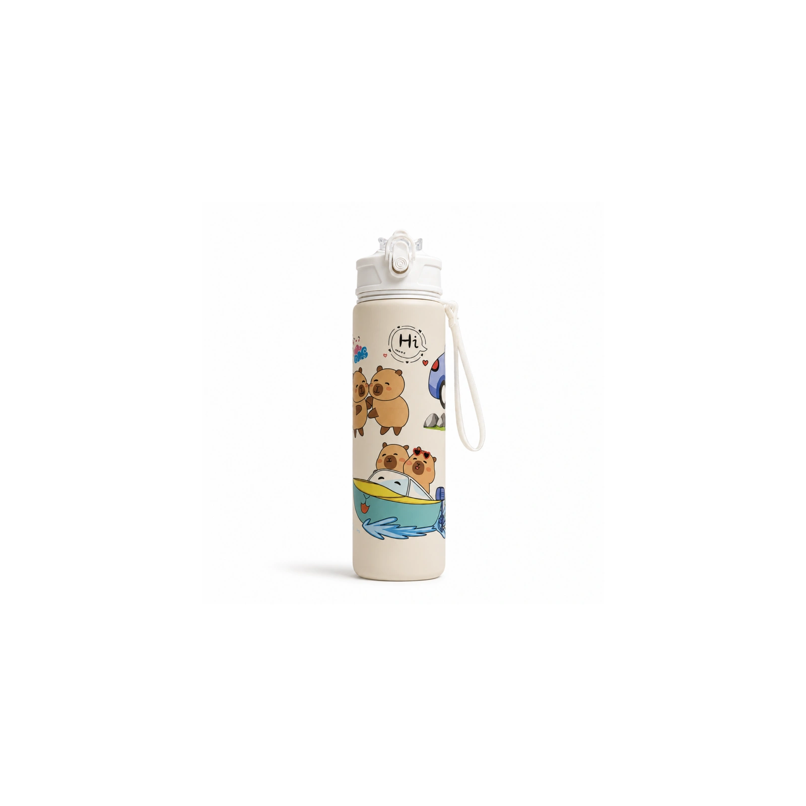ECARLA bidon z rurką i ustnikiem butelka na wodę 800ml KAPIBARA BD67