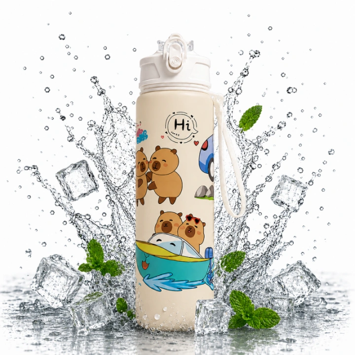 ECARLA bidon z rurką i ustnikiem butelka na wodę 800ml KAPIBARA BD67