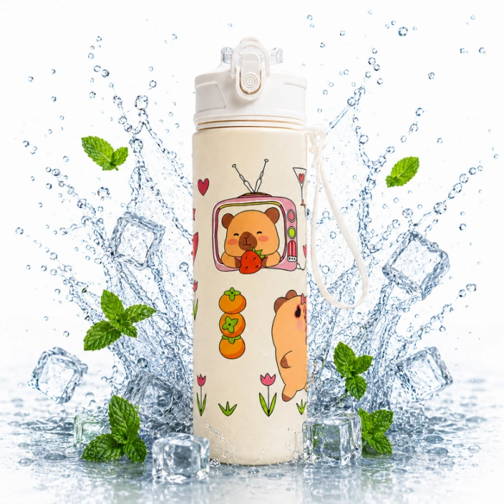 ECARLA bidon z rurką i ustnikiem butelka na wodę 800ml KAPIBARA BD66