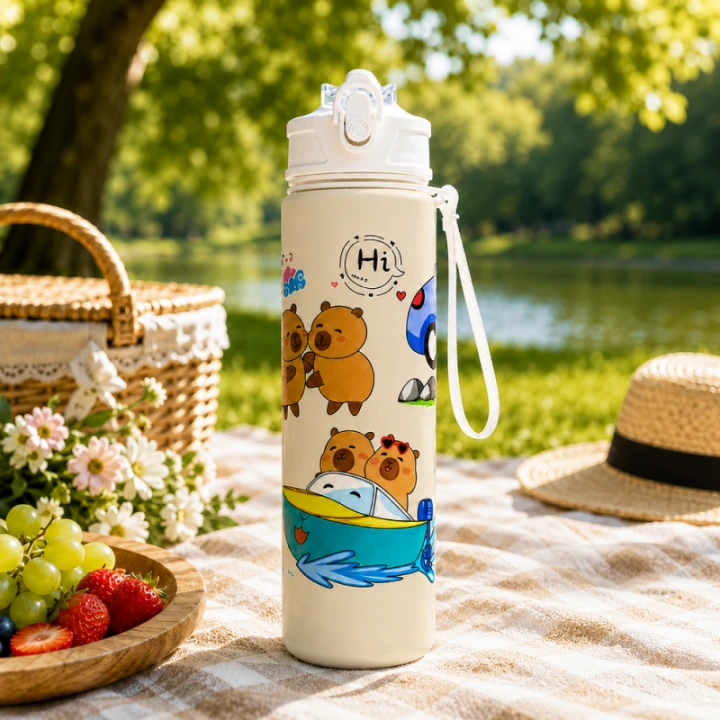 ECARLA bidon z rurką i ustnikiem butelka na wodę 800ml KAPIBARA BD67