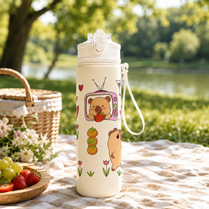 ECARLA bidon z rurką i ustnikiem butelka na wodę 800ml KAPIBARA BD66