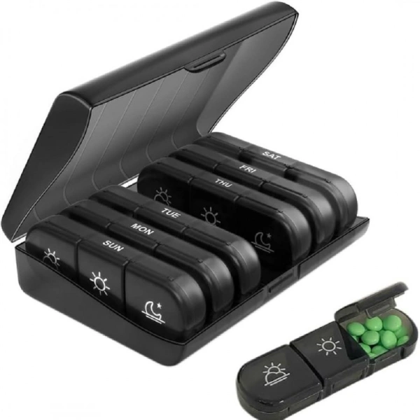 ECARLA organizer na leki kasetka z przegródkami DNI TYGODNIA 15,6x12x4cm CB81