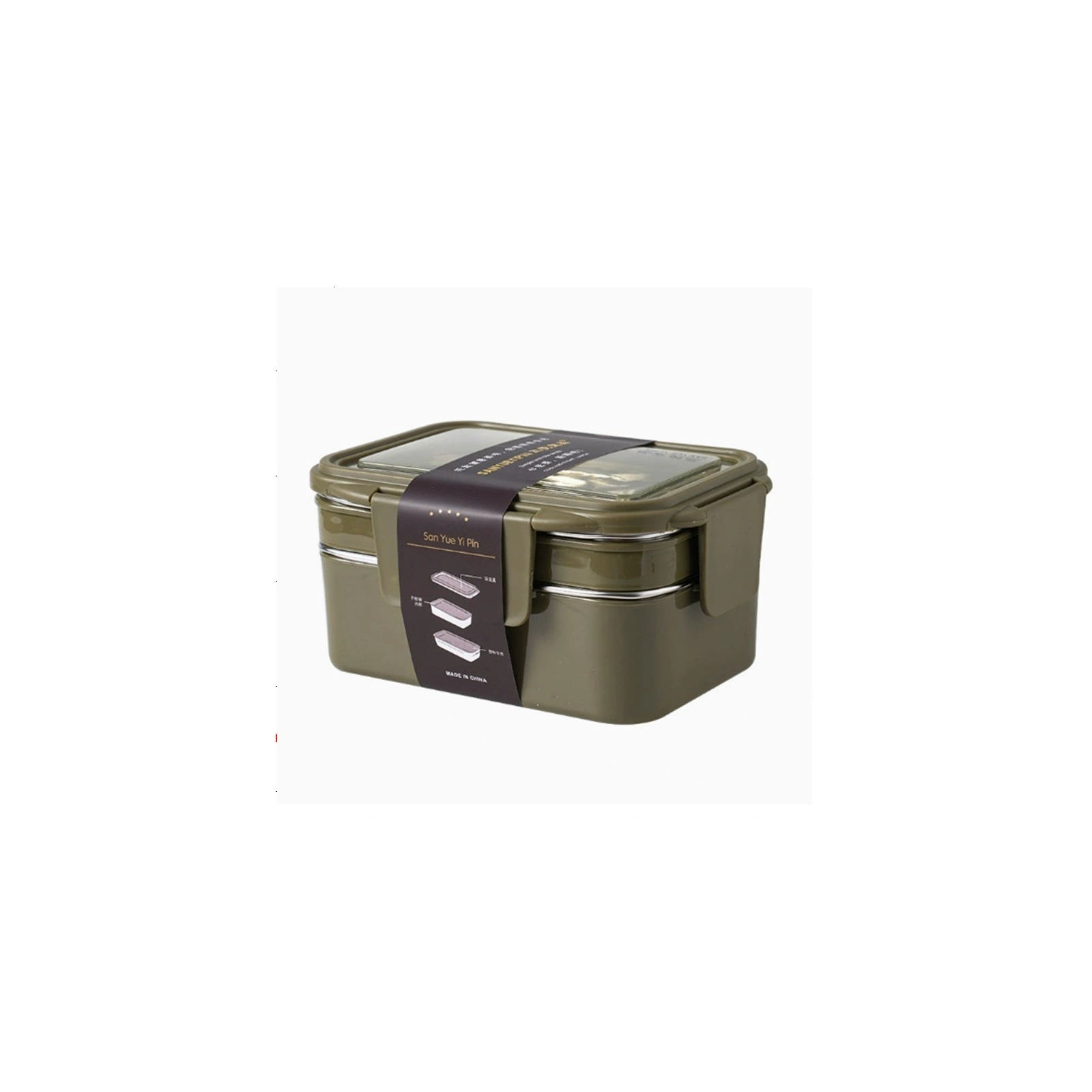 ECARLA lunch box z widelcem ze stali nierdzewnej Zielony PJM50ZIE