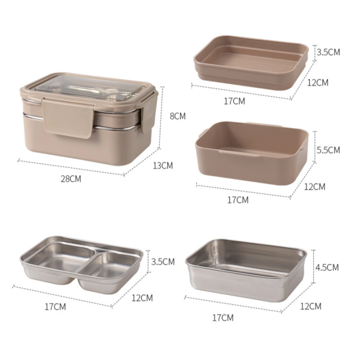 ECARLA lunch box z widelcem ze stali nierdzewnej Kremowy PJM50K