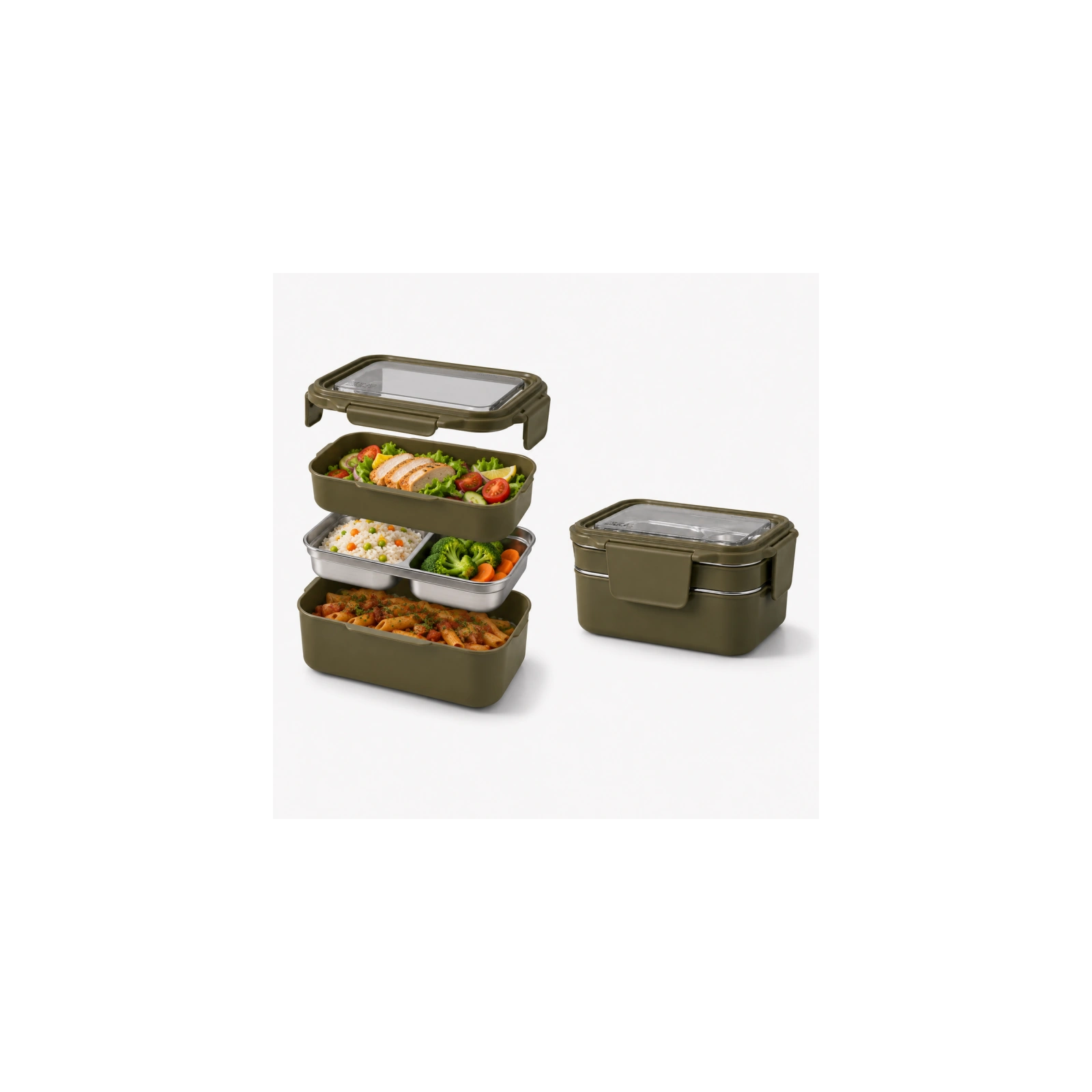 ECARLA lunch box z widelcem ze stali nierdzewnej Zielony PJM50ZIE