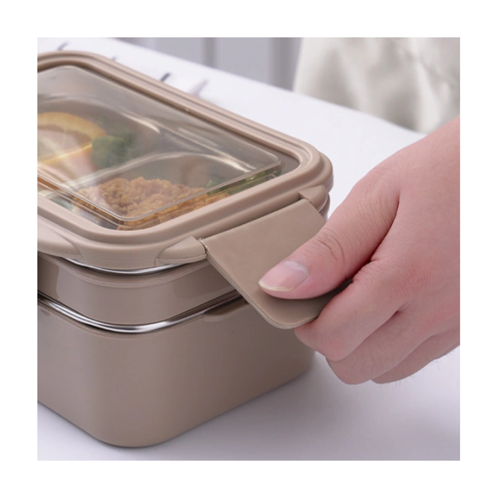 ECARLA lunch box z widelcem ze stali nierdzewnej Kremowy PJM50K