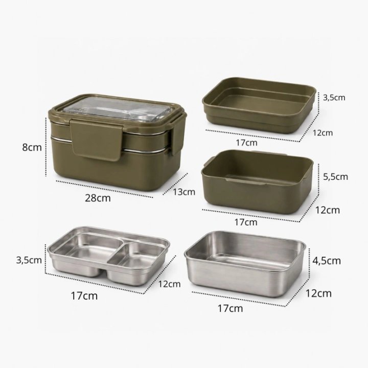 ECARLA lunch box z widelcem ze stali nierdzewnej Zielony PJM50ZIE