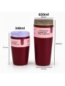 ECARLA kubek termiczny 560ml termos zamykany Bordowy CUP30