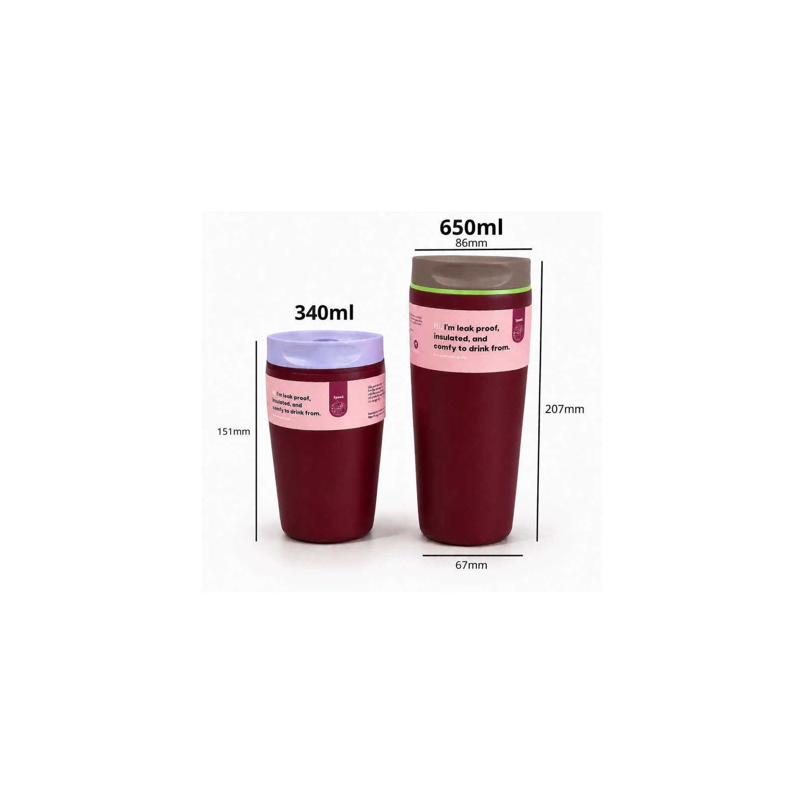 ECARLA kubek termiczny 340ml termos zamykany Bordowy CUP31