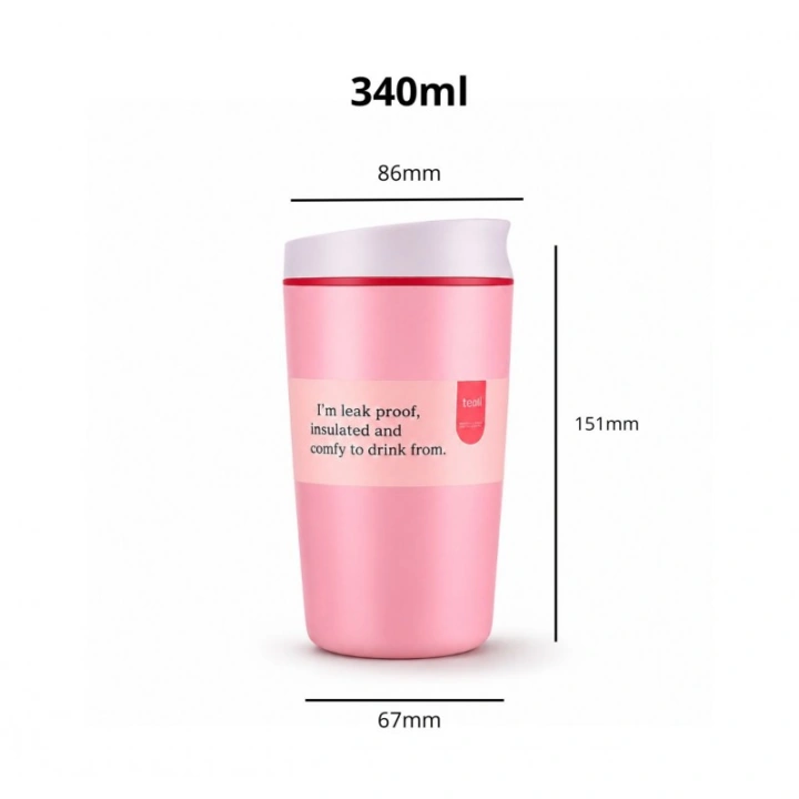 ECARLA kubek termiczny 340ml termos zamykany Różowy CUP32