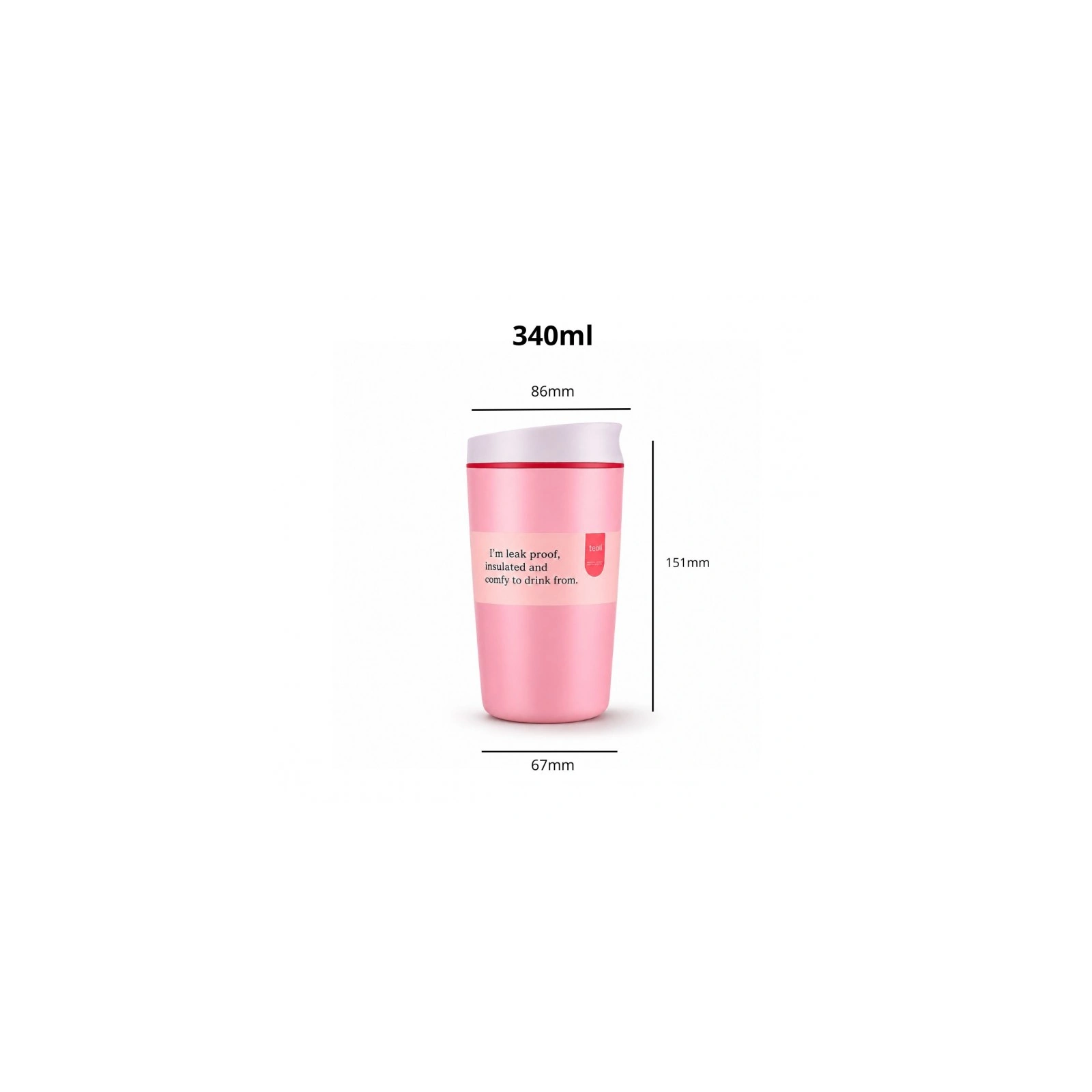 ECARLA kubek termiczny 340ml termos zamykany Różowy CUP32