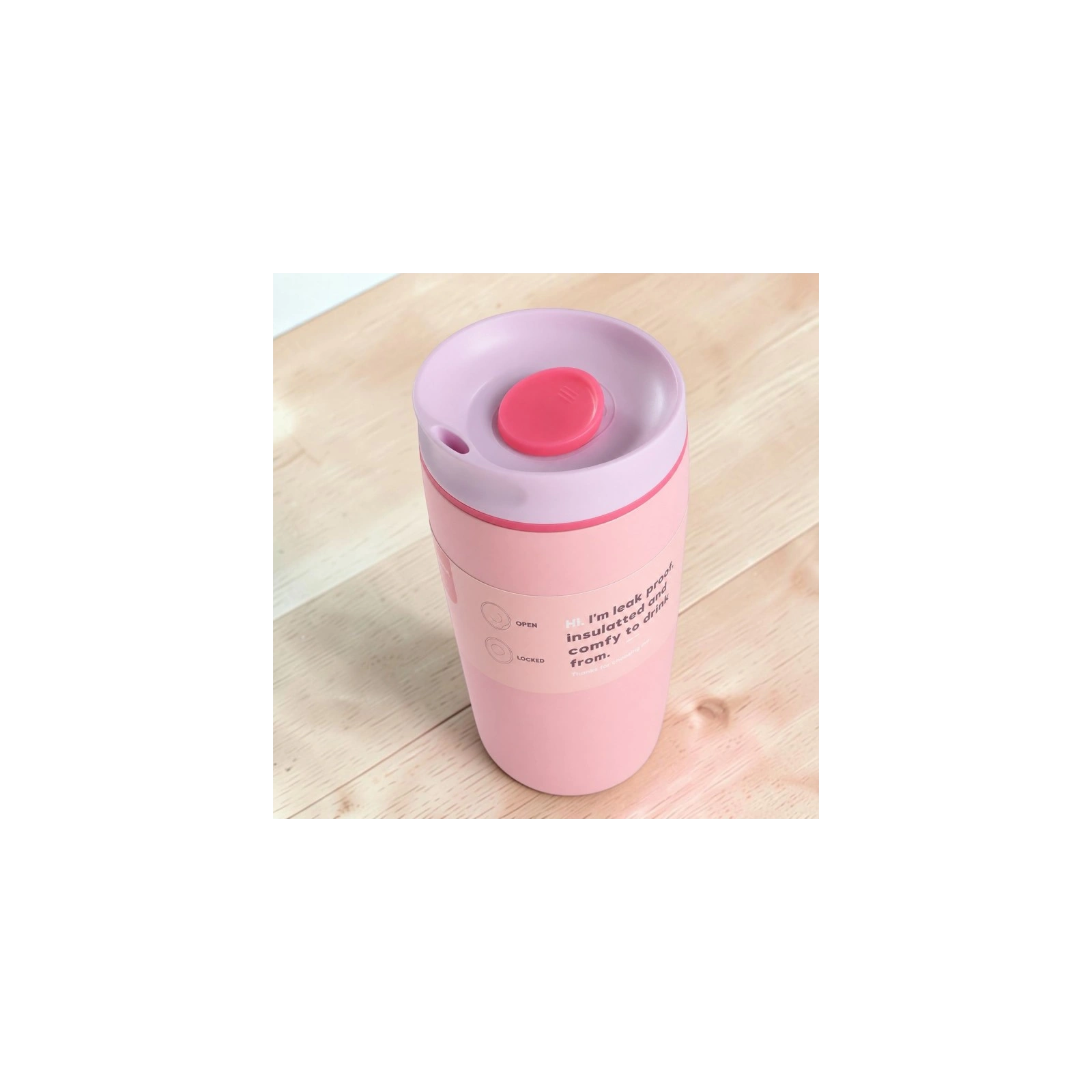 ECARLA kubek termiczny 340ml termos zamykany Różowy CUP32
