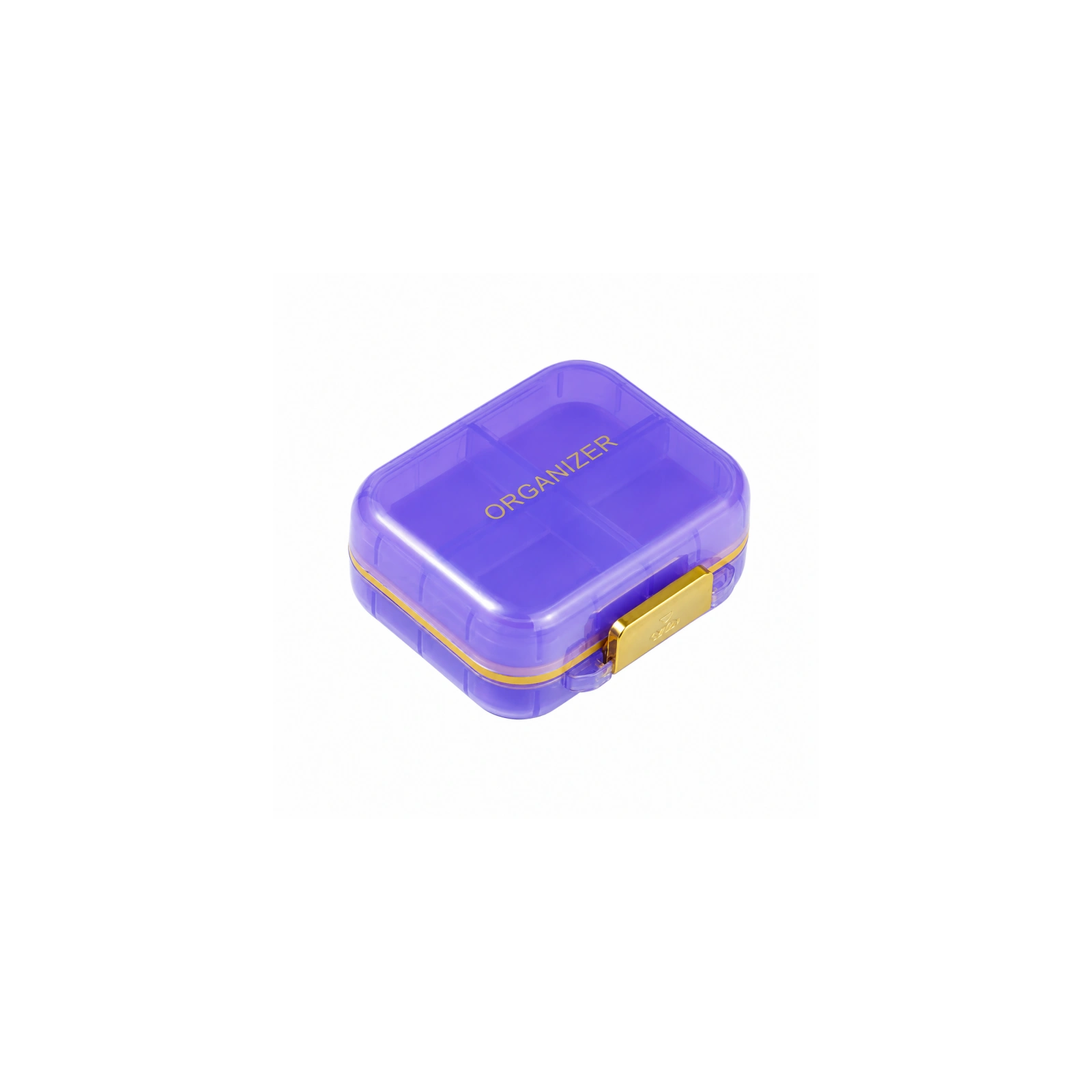 ECARLA mały organizer na leki z przegródkami 8x7x3,5cm Fioletowy CB80FIO
