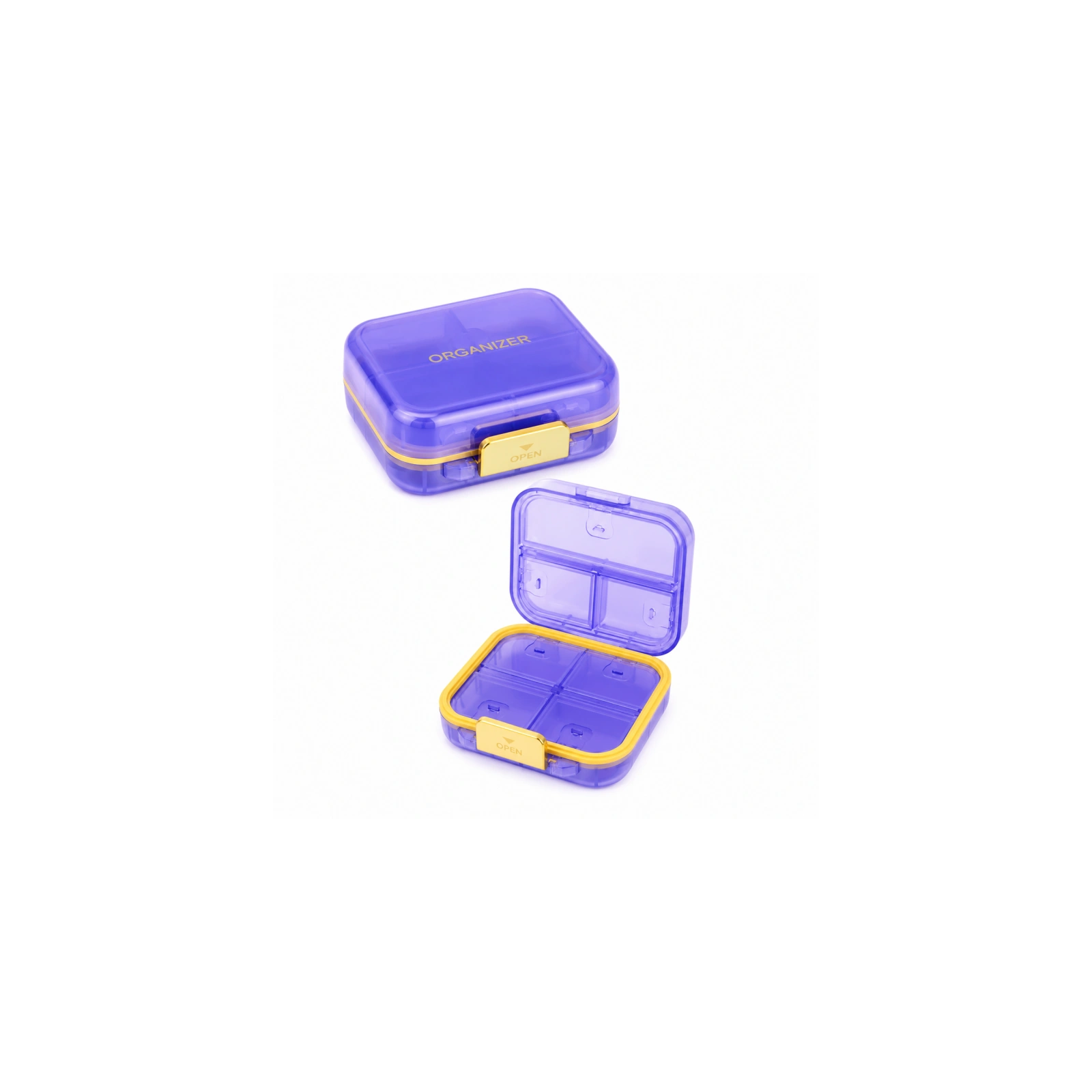 ECARLA mały organizer na leki z przegródkami 8x7x3,5cm Fioletowy CB80FIO