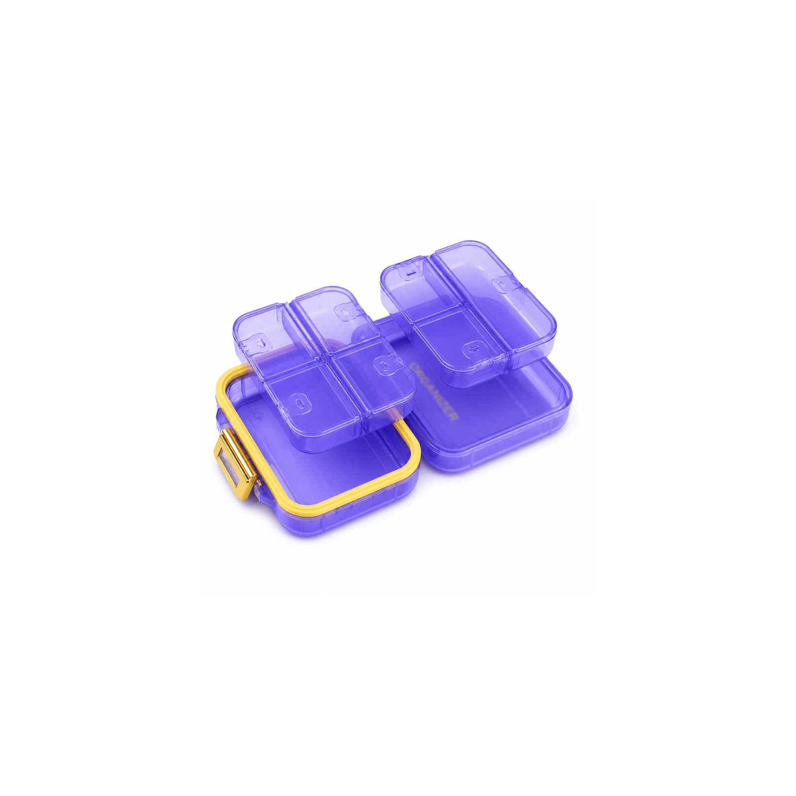 ECARLA mały organizer na leki z przegródkami 8x7x3,5cm Fioletowy CB80FIO