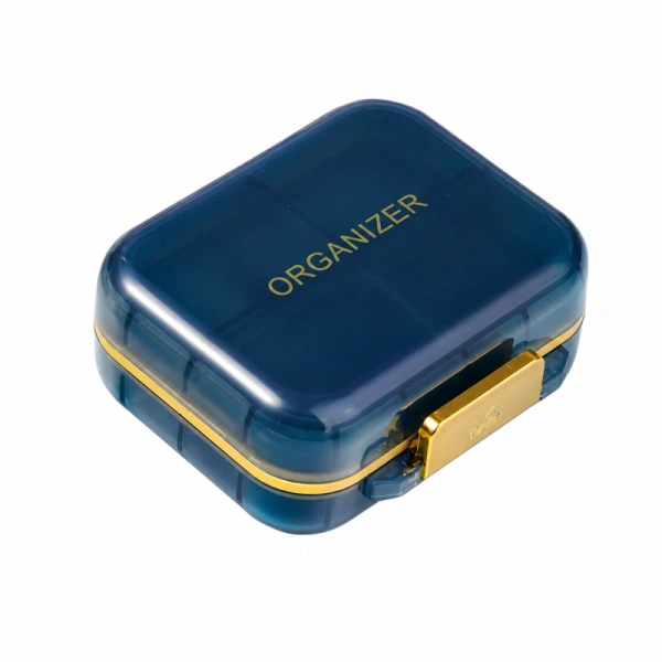 ECARLA mały organizer na leki z przegródkami 8x7x3,5cm Granatowy CB80N