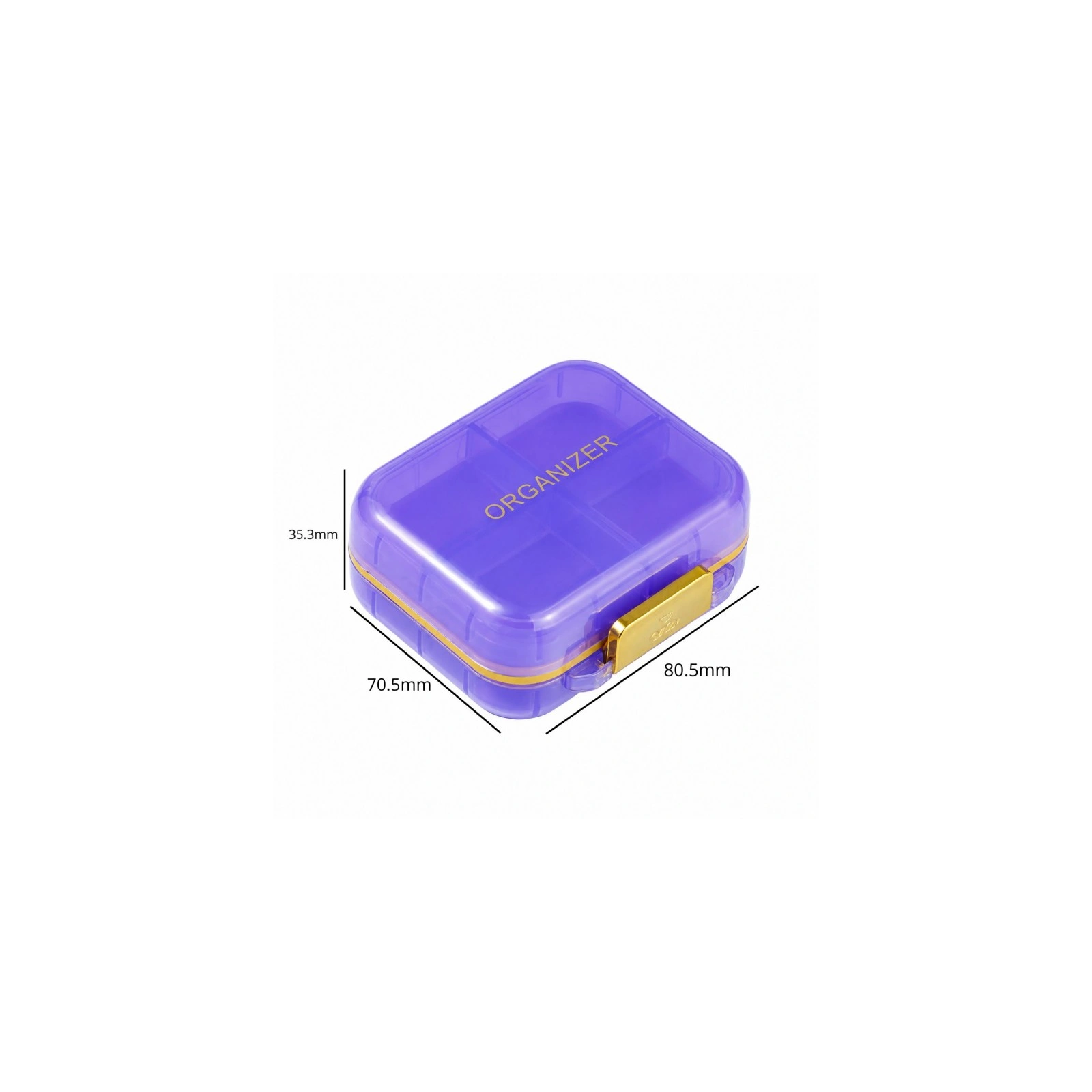 ECARLA mały organizer na leki z przegródkami 8x7x3,5cm Fioletowy CB80FIO