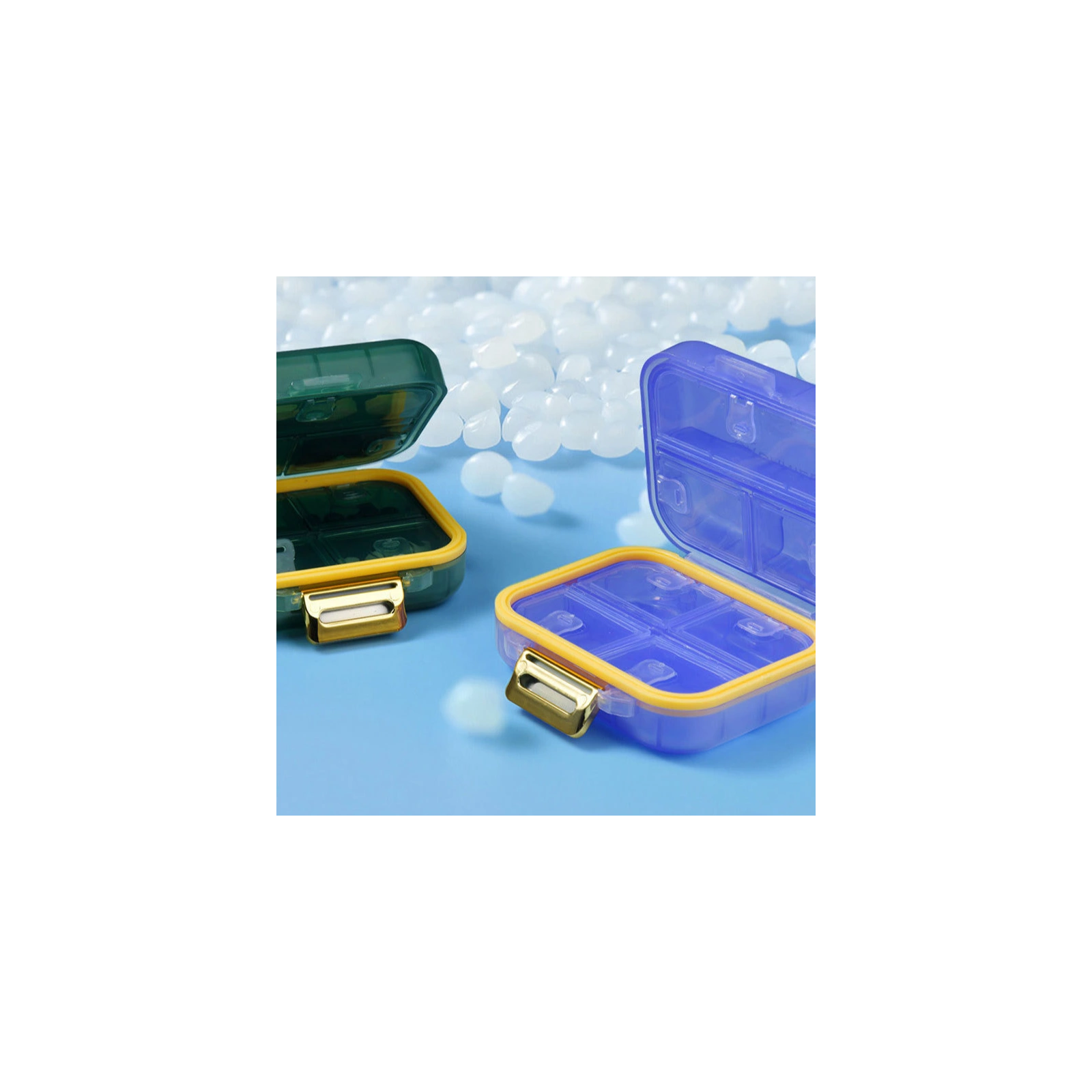 ECARLA mały organizer na leki z przegródkami 8x7x3,5cm Fioletowy CB80FIO
