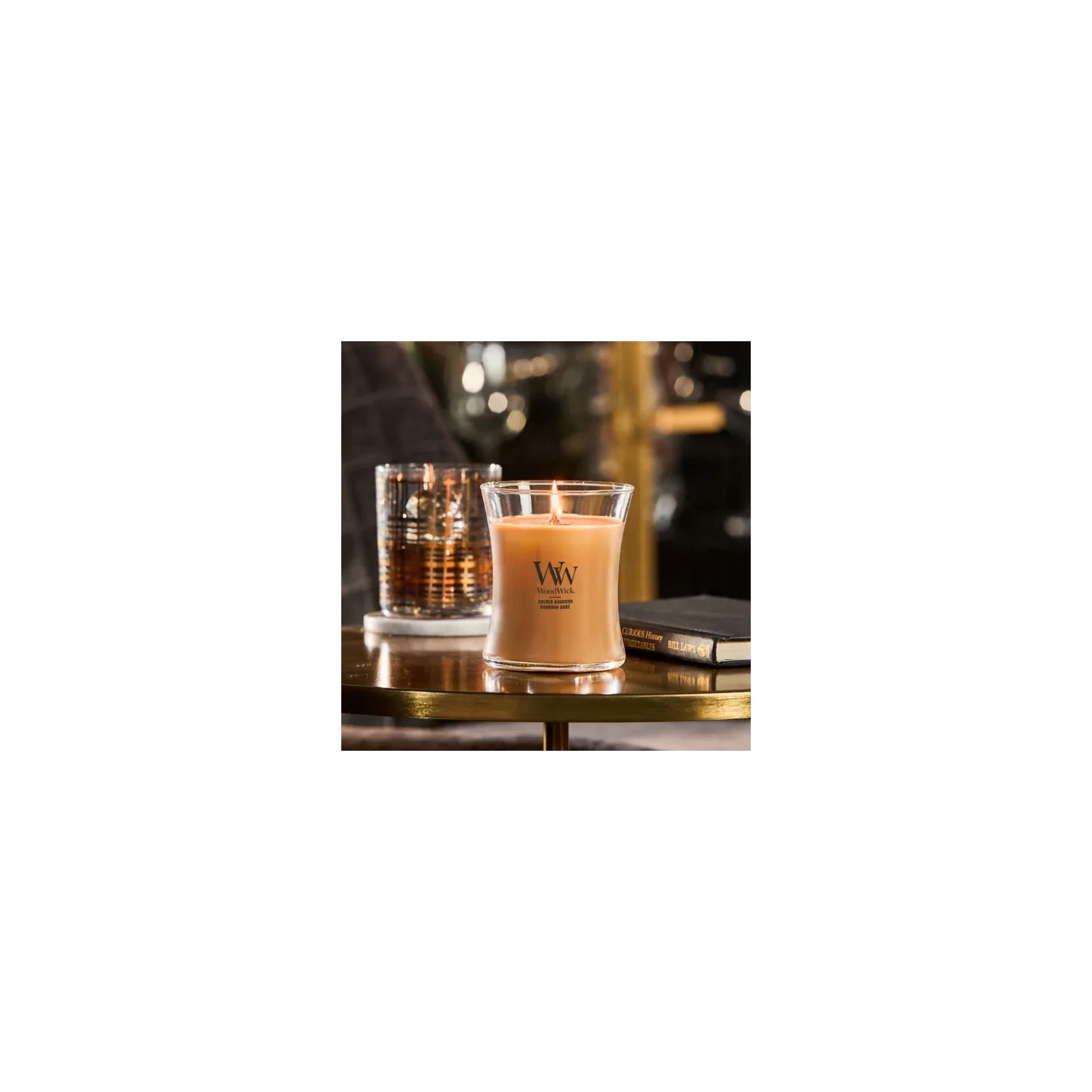 WOODWICK Pluswick średnia świeca w słoiku GOLDEN BOURBON 275g