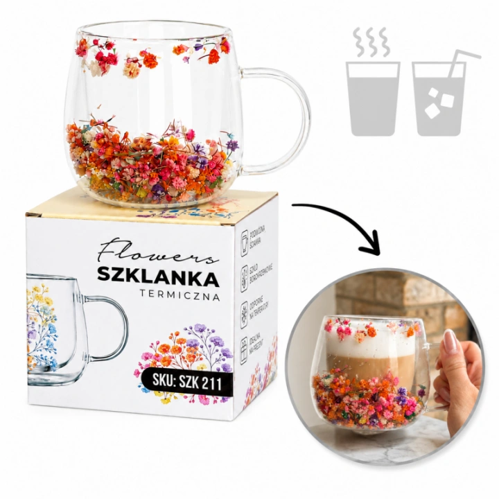 ECARLA szklanka termiczna 300ml GIPSÓWKA Kolorowa SZK211