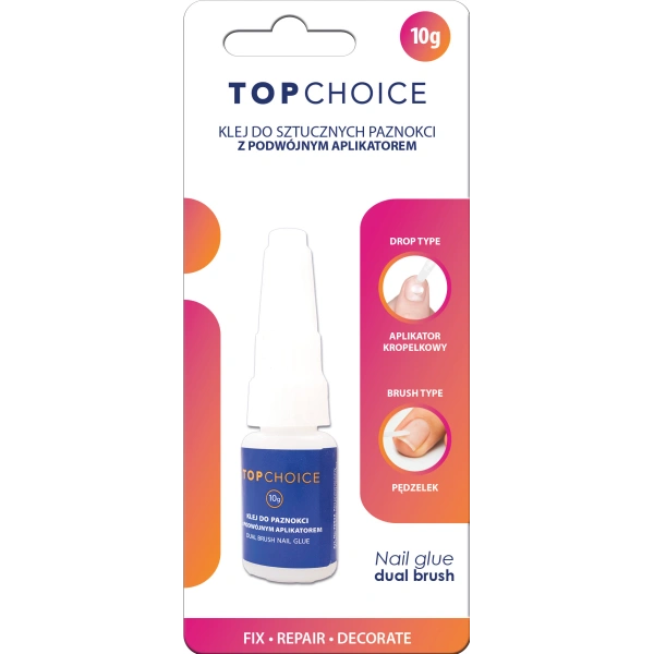 TOP CHOICE klej do sztucznych paznokci z podwójnym aplikatorem 10g