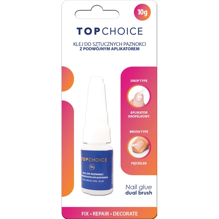 TOP CHOICE klej do sztucznych paznokci z podwójnym aplikatorem 10g